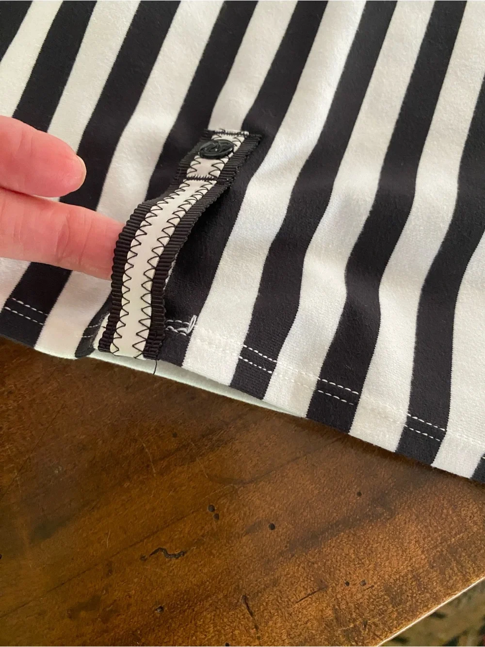 lululemon athletica Black & White Striped Infinity Scarf with Gold Accent